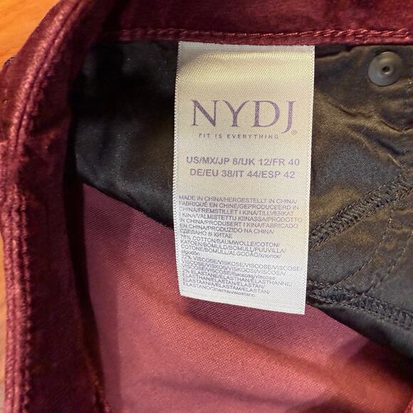 NEW NYDJ Women's Pants 8 Velvet Marilyn Straight Stretch Burgundy Lift W16 - Picture 6 of 8